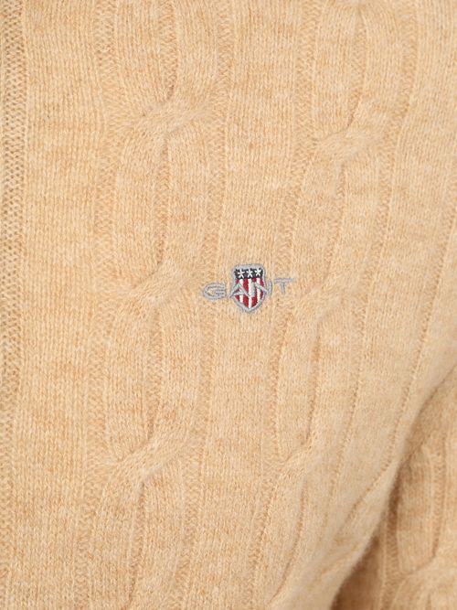 Gant halvzip lammskalsstickad tröja i beige Product / Detail