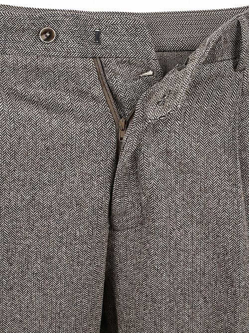 Suitable Trousers Straight Pleat Herringbone Beige