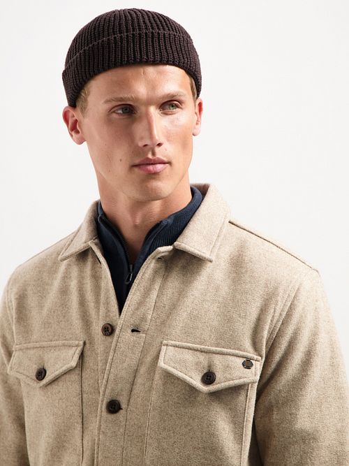 No Excess Overshirt Melange Beige Model / Voorkant