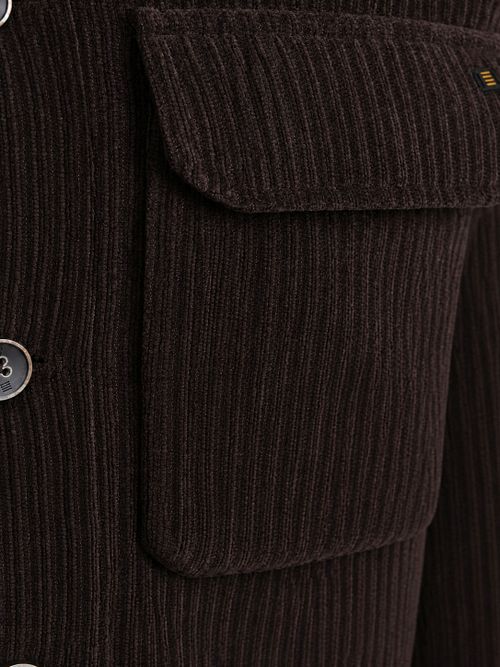 No Excess Overshirt Full Button Rib Sweat Brown Product / Detail