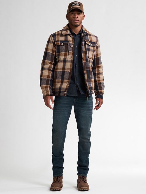 Petrol Veste Minnesota Twill A Carreaux Model / Voorkant