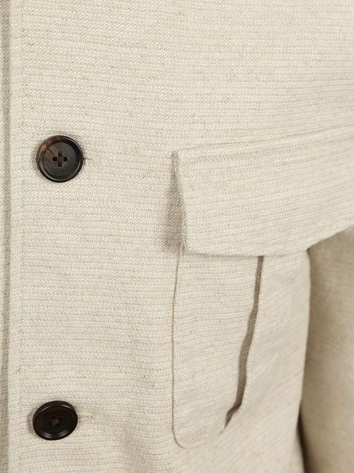 Profuomo Skjortejakke Raw Cotton Linen Ecru Product / Detail