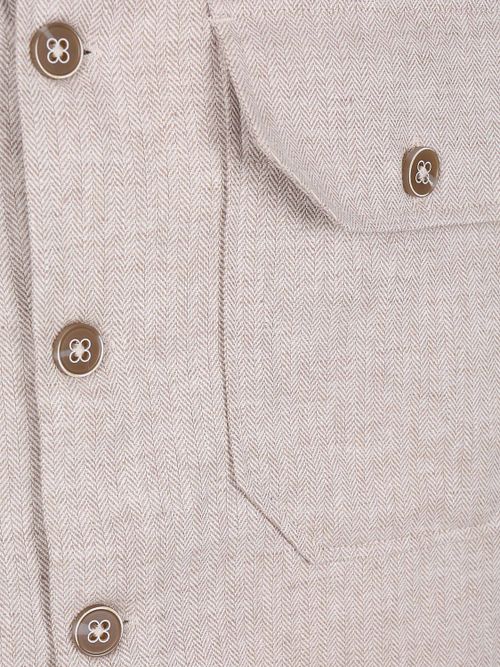 Koszula overshirt R2 Amsterdam z lnu i bawełny w kolorze beżowym Product / Detail