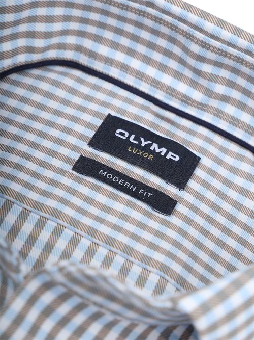 Koszula OLYMP Luxor w beżowo-niebieską kratę Product / Detail