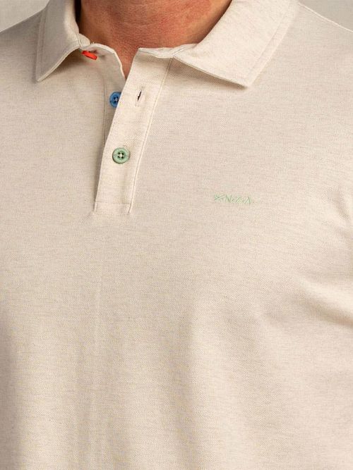 Koszulka polo NZA Hawera Melange Ecru z bawełny organicznej Model / Detail
