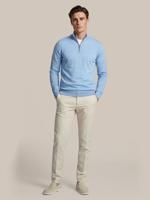 Spodnie eleganckie Suitable Das w pepitkę w kolorze piaskowym Model / Voorkant