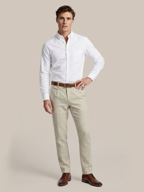 Chinosy Suitable Pico Pleat w pepitkę z bawełny i lnu Model / Voorkant