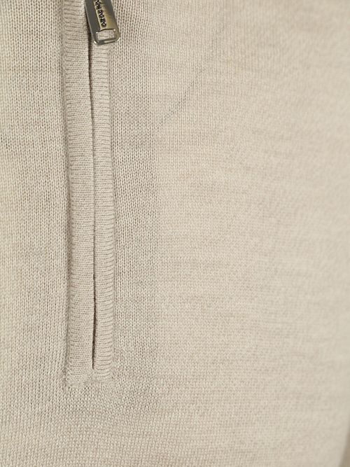 Sweter Profuomo Half Zip z wełny merynosów w kolorze beżowym Product / Detail