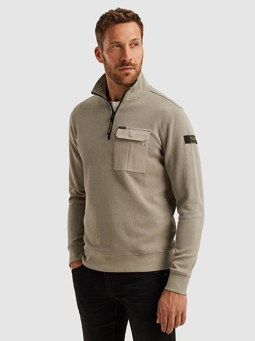 Sweter PME Legend Half Zip w kolorze khaki Model / Voorkant