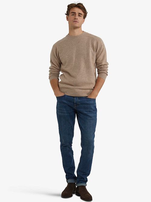 Sweter McGregor z wełny jagnięcej, melanżowy, piaskowy Model / Voorkant