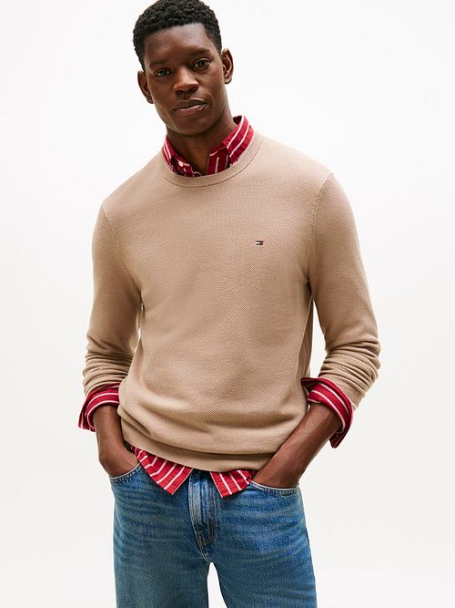 Strukturalny sweter Tommy Hilfiger w kolorze beżowym Model / Voorkant