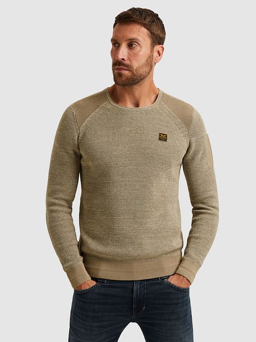 Sweter PME Legend z dzianiny w kolorze beżowego melanżu Model / Voorkant