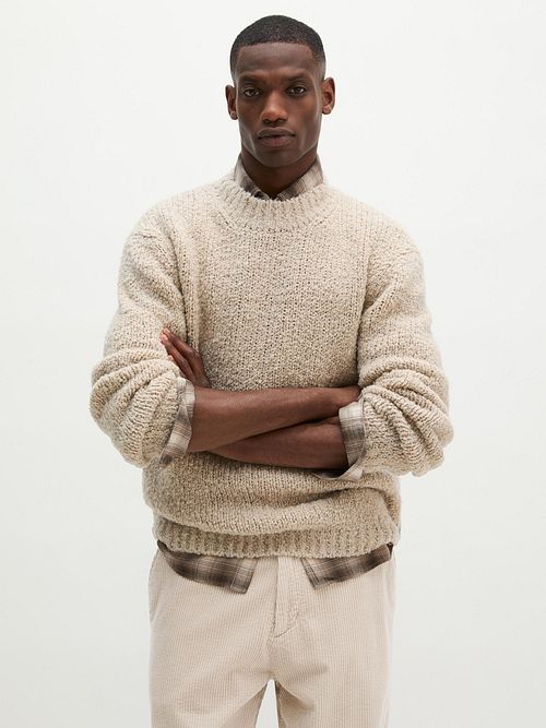 Marc O'Polo Pullover Melange Medium Beige Model / Voorkant