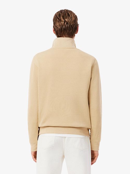 Sweter Lacoste z zamkiem w kolorze beżowym Model / Achterkant