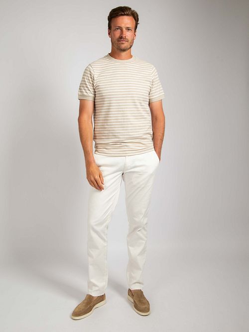 Suitable T-shirt Isaac Stripe Piqué Pebble Model / Voorkant