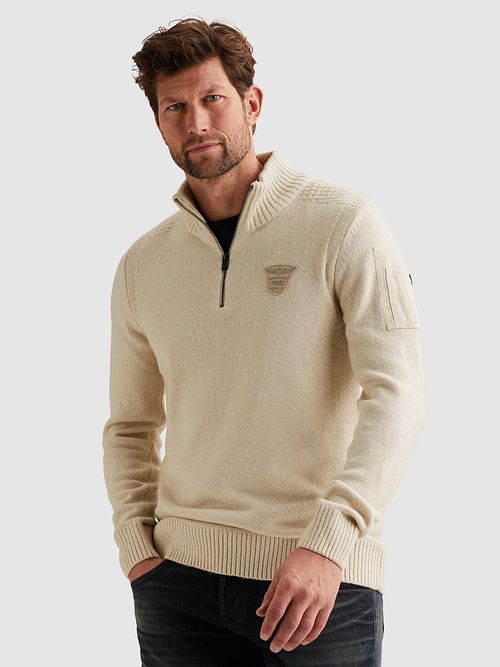 Sweter PME Legend Half Zip w kolorze ecru Model / Zijkant