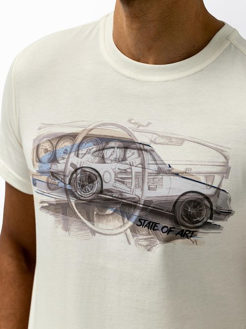 T-shirt State of Art z nadrukiem w kolorze białym Model / Detail