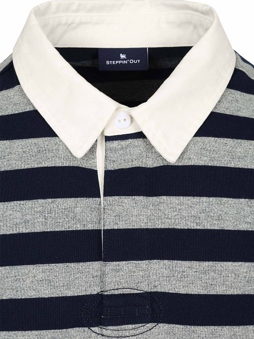 Steppin' Out stripet rugby-poloskjorte Marineblå Grå Product / Detail