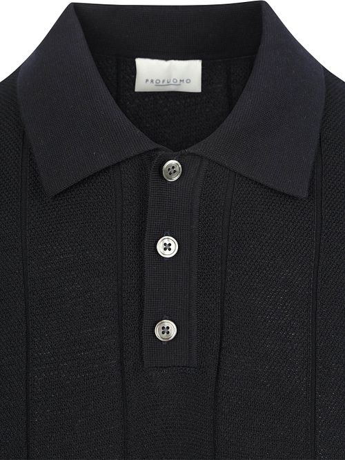 Profuomo Polo Drop Needle Structure Marinblå Product / Detail
