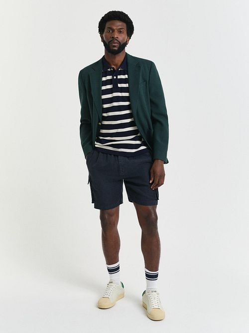 GANT Poloshirt Stripe Navy Vit Model / Voorkant