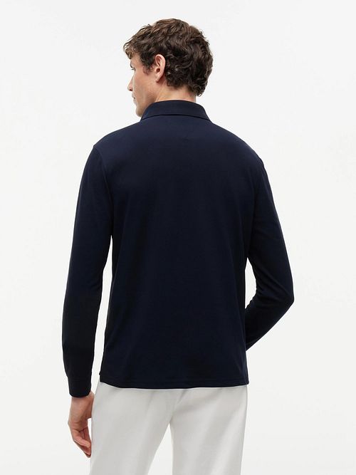 Tommy Hilfiger Pikétröja Långärmad Marinblå Model / Achterkant