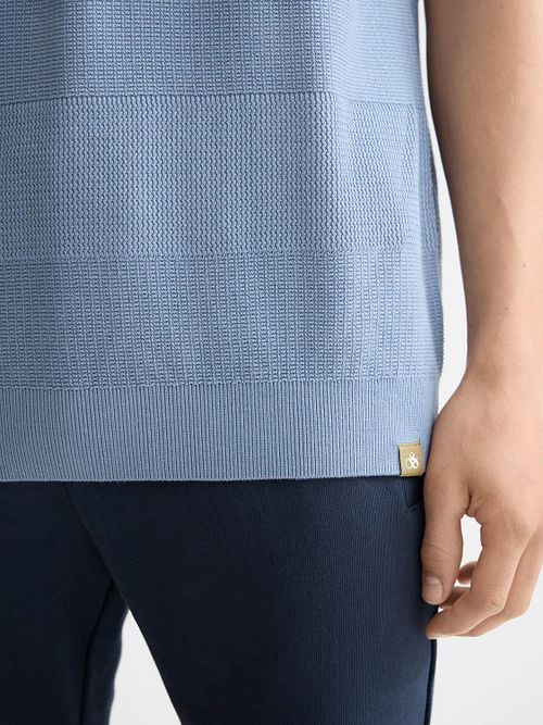 Scotch And Soda Stickad Polotröja Struktur Blå Model / Detail