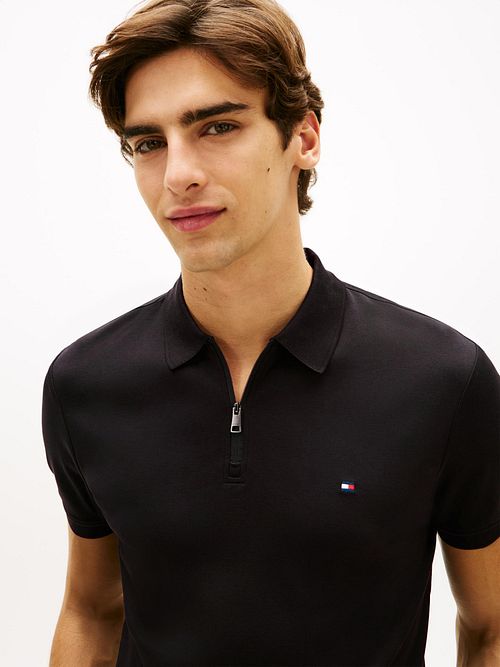 Tommy Hilfiger Half-Zip Polo Interlock Marinblå Model / Detail