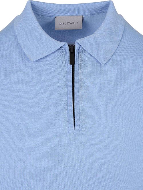 Suitable Strikket Halvglidelås Pologenser Dan Lys Blå Product / Detail