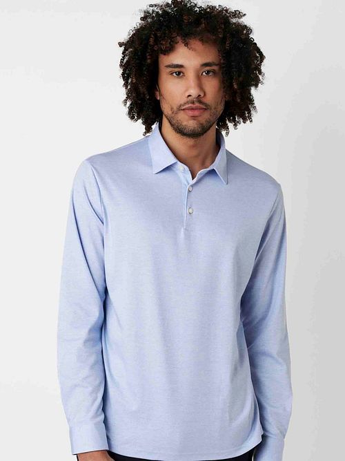 Desoto Langermete Poloskjorte Essential Lyseblå Model / Voorkant