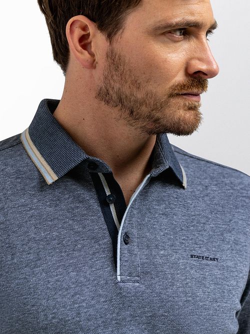 State of Art Piké Tipping Cotton Linen Navy Model / Detail