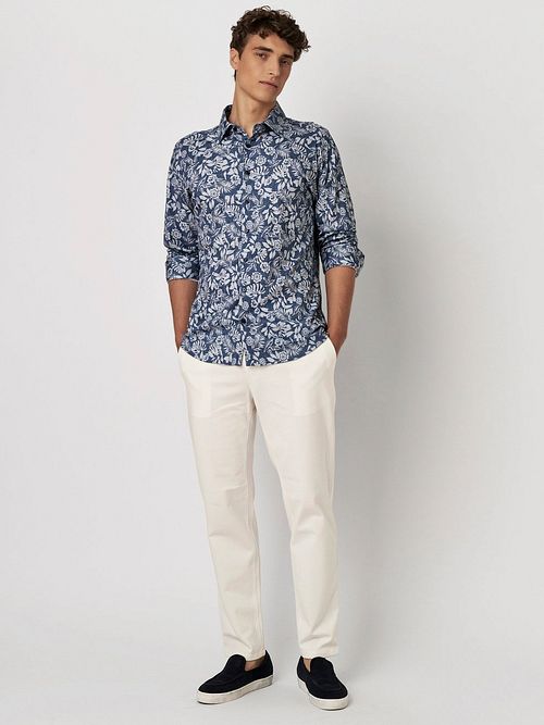 Desoto Skjorta Denim Blomma Blå Model / Voorkant