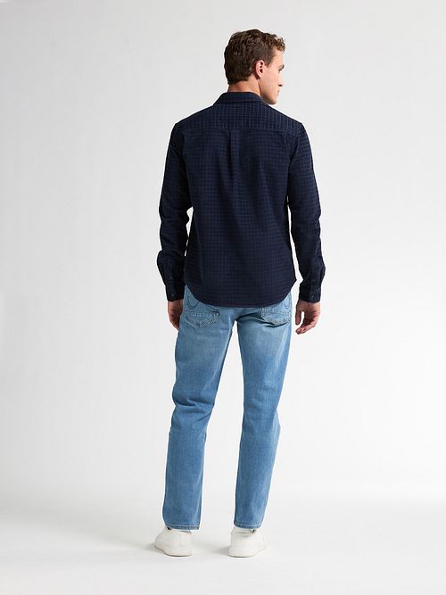 Petrol Skjorta Corduroy Marinblå Model / Achterkant