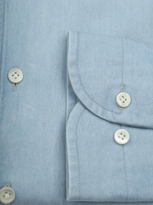 Profuomo Twill Skjorte Denim Lyseblå