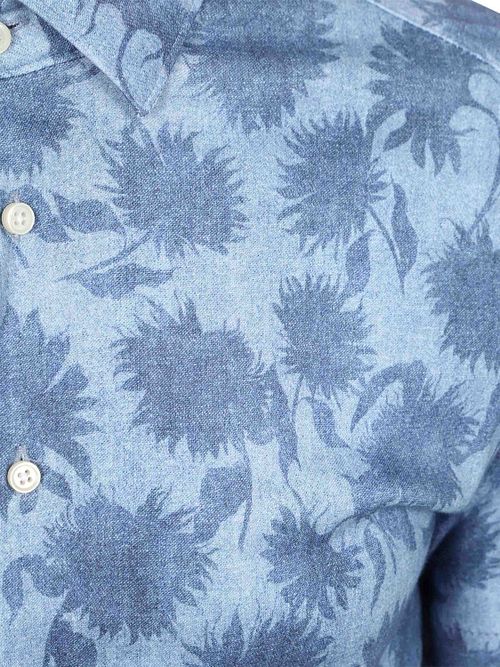 Desoto Kortermet Skjorte Print Bleached Denim