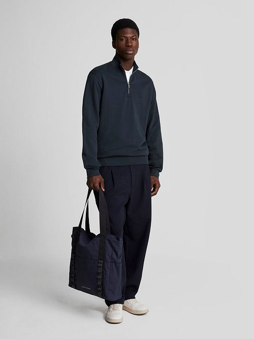 Lyle & Scott Halv Zip Pullover Tonblå Model / Voorkant