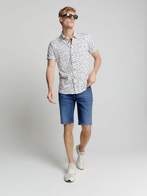 No Excess Kort Denim Stretch Stone Model / Voorkant