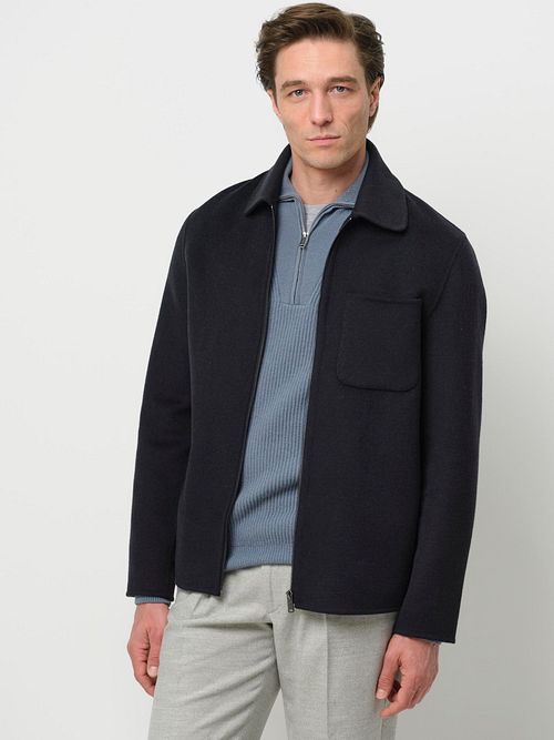 Profuomo Overshirt Woolblend Navy Model / Voorkant