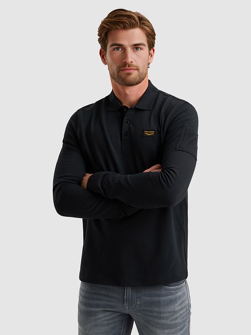 PME Legend American Classic Langærmet Poloshirt i Marineblå Model / Zijkant