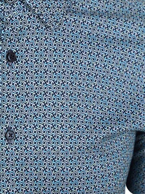 Desoto Kortærmet Skjorte Print Aqua Blå