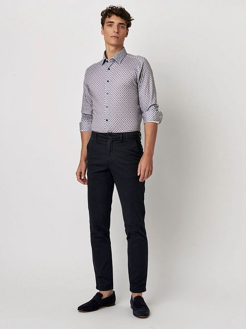 Desoto Skjorte med Blomsterprint i Blå Beige Model / Voorkant