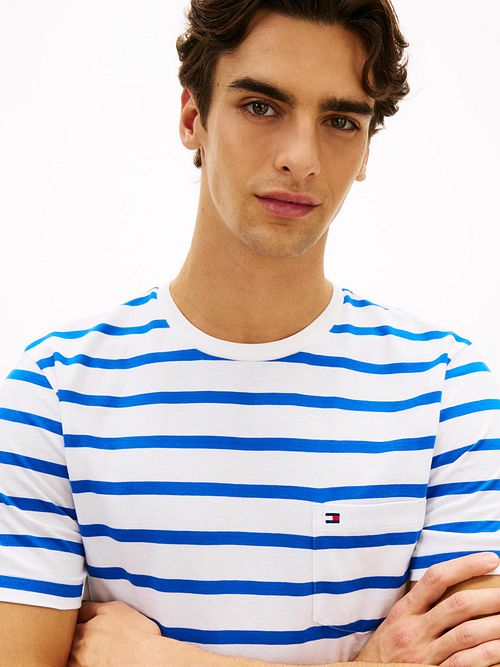 Tommy Hilfiger T-shirt Stribet Blå Model / Voorkant