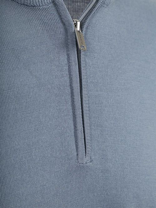 Profuomo Halv Lynlås Pullover Merinould Blå Product / Detail