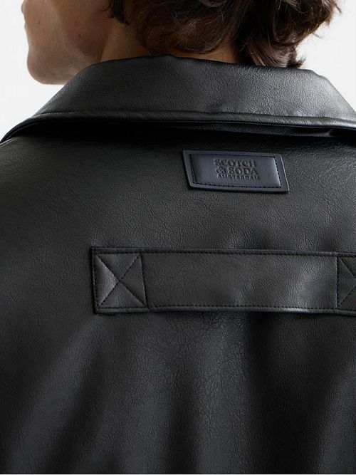 Scotch and Soda Faux Leather Bomberjack Black Model / Detail