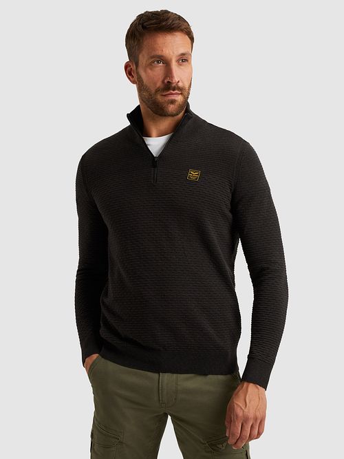 PME Legend Half Zip Structure Mouliné Sweater Black