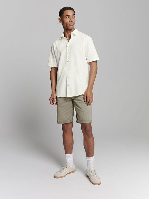 No Excess Short Sleeve Chemise Mix De Lin Blanche Model / Voorkant