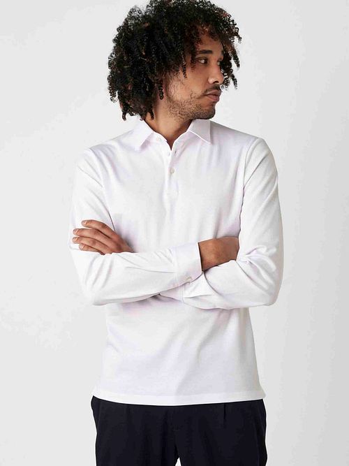 Desoto Poloshirt Longsleeve Essential Blanche Model / Voorkant