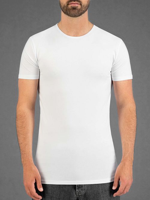 Garage Stretch Basique Col Rond Blanc Model / Voorkant