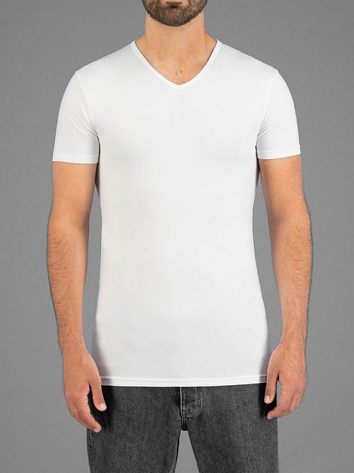 Garage T-Shirts Basiques Col-V Lot de 2 Bio Blanc Model / Voorkant