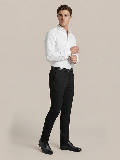 Suitable Camisa White Twill con puño doble Model / Voorkant