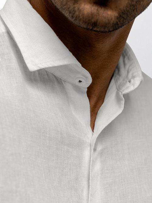 State Of Art Camisa Casual Lino White Model / Detail